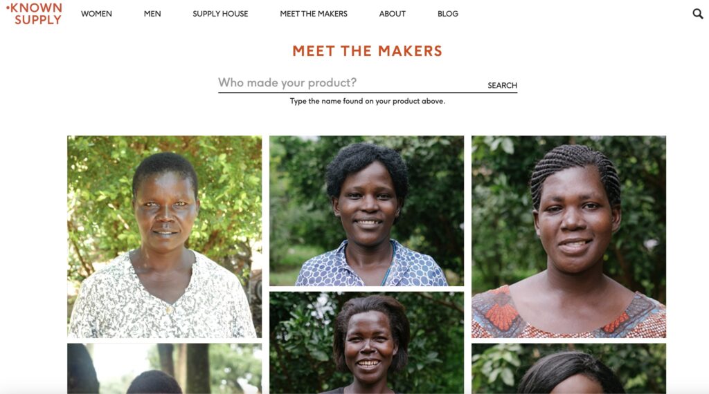 Known Supply ethical fashion maker profile page